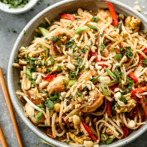 Pad Thai with Shrimp and Tofu (GF/VGO)
