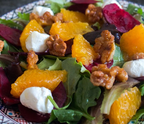 Beetroot, Goat Cheese and Orange Salad with with Cilantro Orange Vinaigrette (GF/V/VGO)